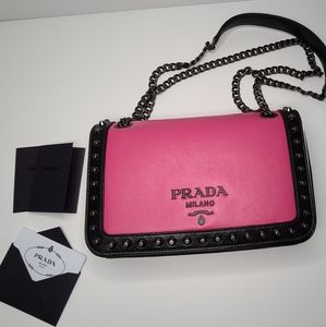 Prada Glace Fuxia Nero Studs pink and black